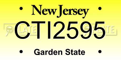 CTI2595 New Jersey License Plate