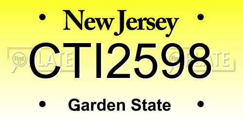 CTI2598 New Jersey License Plate