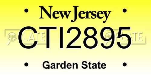 CTI2895 New Jersey License Plate
