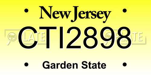 CTI2898 New Jersey License Plate