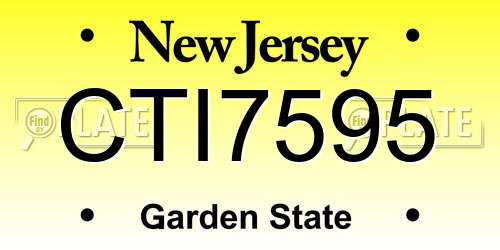 CTI7595 New Jersey License Plate