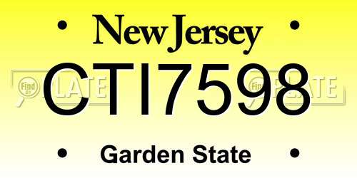 CTI7598 New Jersey License Plate