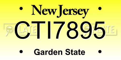 CTI7895 New Jersey License Plate