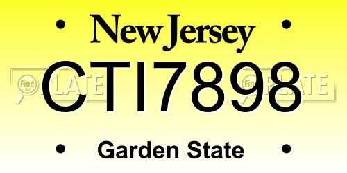 CTI7898 New Jersey License Plate