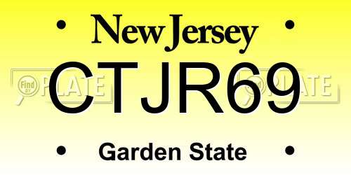 CTJR69 New Jersey License Plate