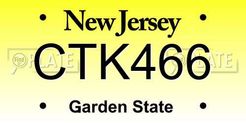 CTK466 New Jersey License Plate