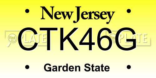 CTK46G New Jersey License Plate