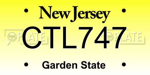 CTL747 New Jersey License Plate