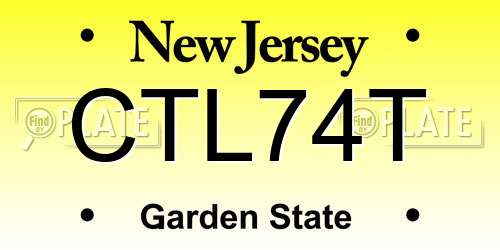 CTL74T New Jersey License Plate