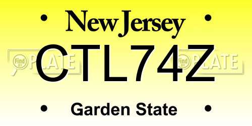 CTL74Z New Jersey License Plate