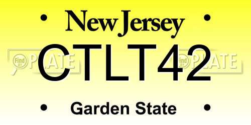 CTLT42 New Jersey License Plate