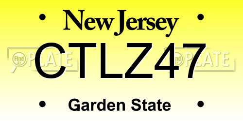 CTLZ47 New Jersey License Plate