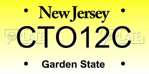 CTO12C New Jersey License Plate