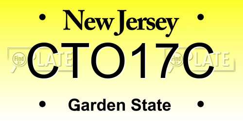 CTO17C New Jersey License Plate