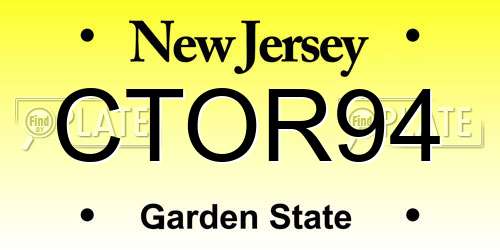 CTOR94 New Jersey License Plate