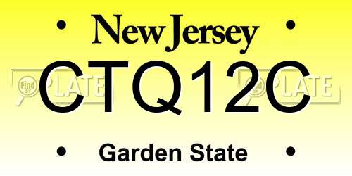 CTQ12C New Jersey License Plate