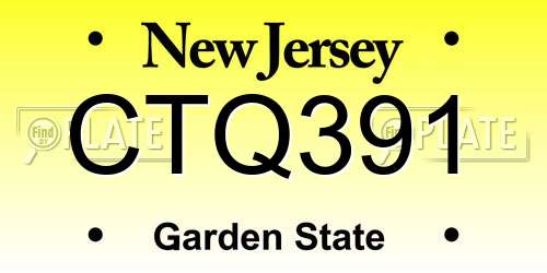 CTQ391 New Jersey License Plate
