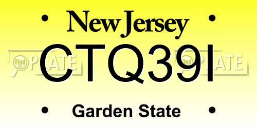 CTQ39I New Jersey License Plate