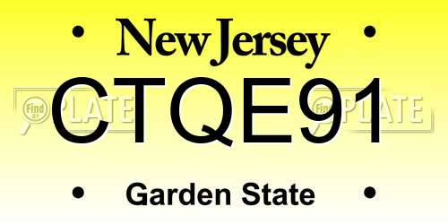 CTQE91 New Jersey License Plate