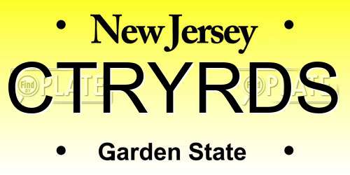 CTRYRDS New Jersey License Plate