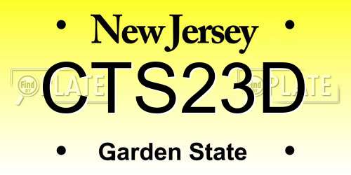 CTS23D New Jersey License Plate