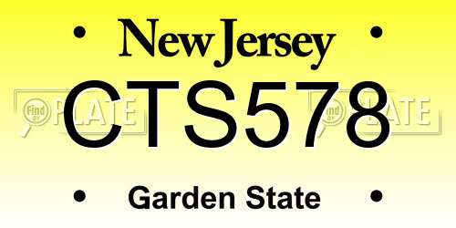 CTS578 New Jersey License Plate