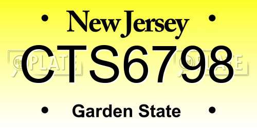 CTS6798 New Jersey License Plate