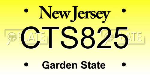 CTS825 New Jersey License Plate