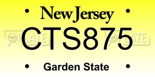 CTS875 New Jersey License Plate