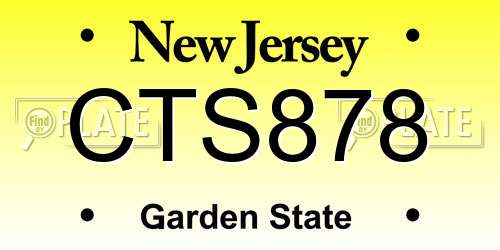 CTS878 New Jersey License Plate