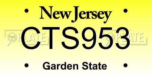 CTS953 New Jersey License Plate