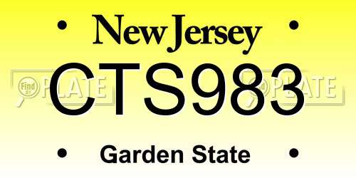 CTS983 New Jersey License Plate