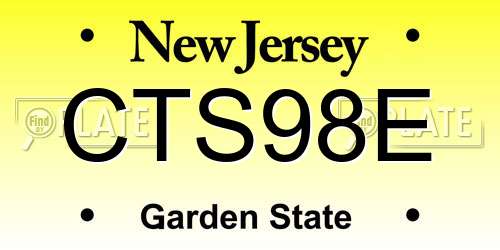CTS98E New Jersey License Plate