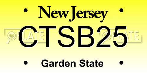 CTSB25 New Jersey License Plate