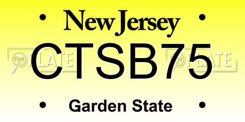 CTSB75 New Jersey License Plate