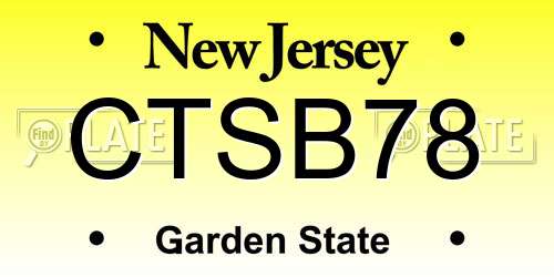 CTSB78 New Jersey License Plate