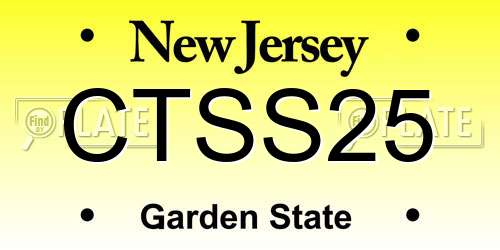 CTSS25 New Jersey License Plate