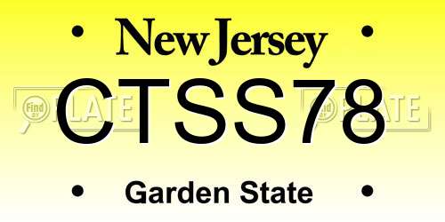 CTSS78 New Jersey License Plate