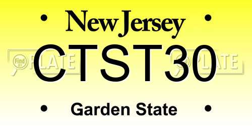 CTST30 New Jersey License Plate