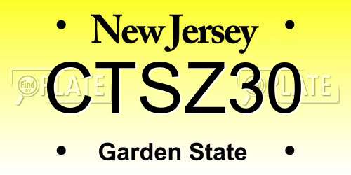 CTSZ30 New Jersey License Plate