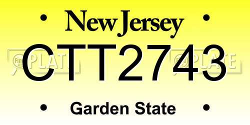 CTT2743 New Jersey License Plate