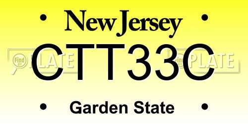CTT33C New Jersey License Plate