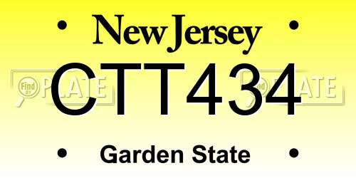 CTT434 New Jersey License Plate
