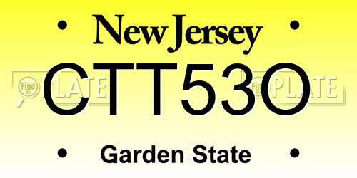 CTT53O New Jersey License Plate
