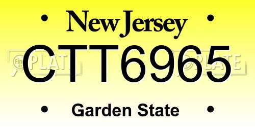 CTT6965 New Jersey License Plate