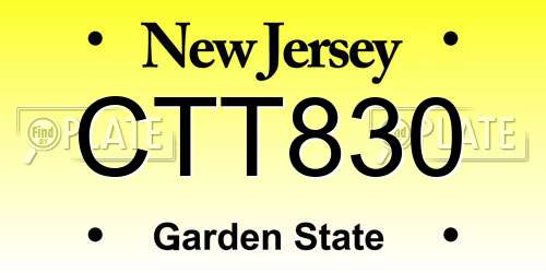 CTT830 New Jersey License Plate