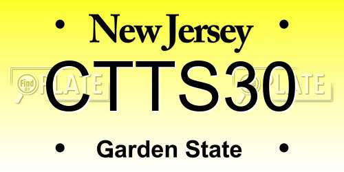 CTTS30 New Jersey License Plate