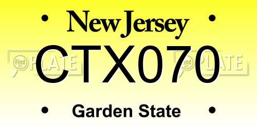 CTX070 New Jersey License Plate