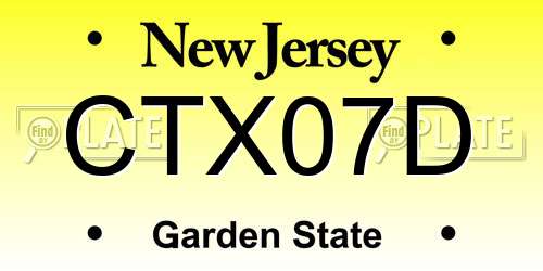 CTX07D New Jersey License Plate