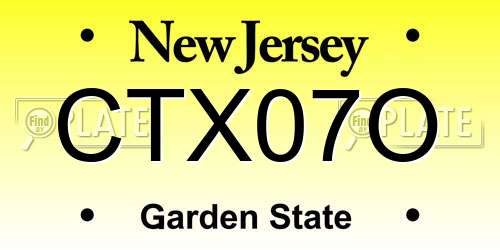 CTX07O New Jersey License Plate